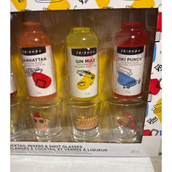 Friends Cocktail Mixer & Shot Glass Set 4 Flavors Gift Box Officiall Licensed - Picture 3 of 6